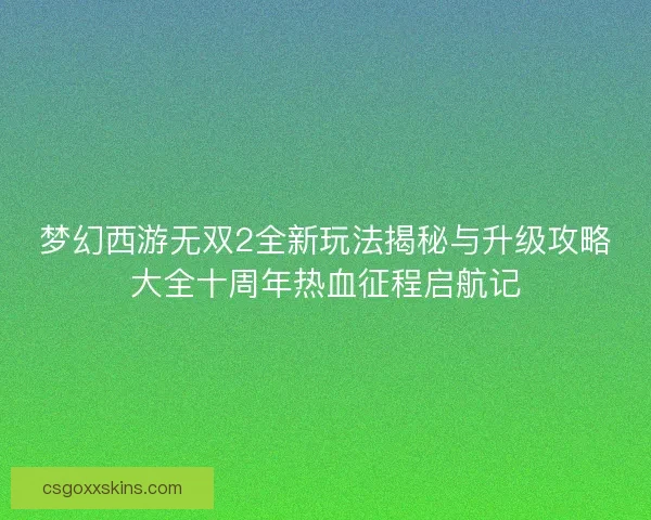 梦幻西游无双2全新玩法揭秘与升级攻略大全十周年热血征程启航记